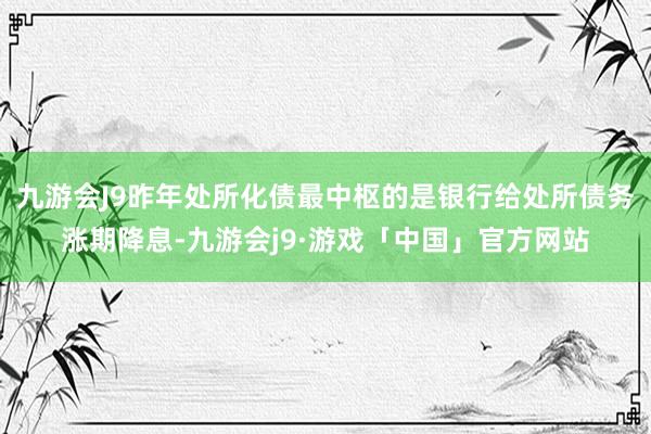 九游会J9昨年处所化债最中枢的是银行给处所债务涨期降息-九游会j9·游戏「中国」官方网站